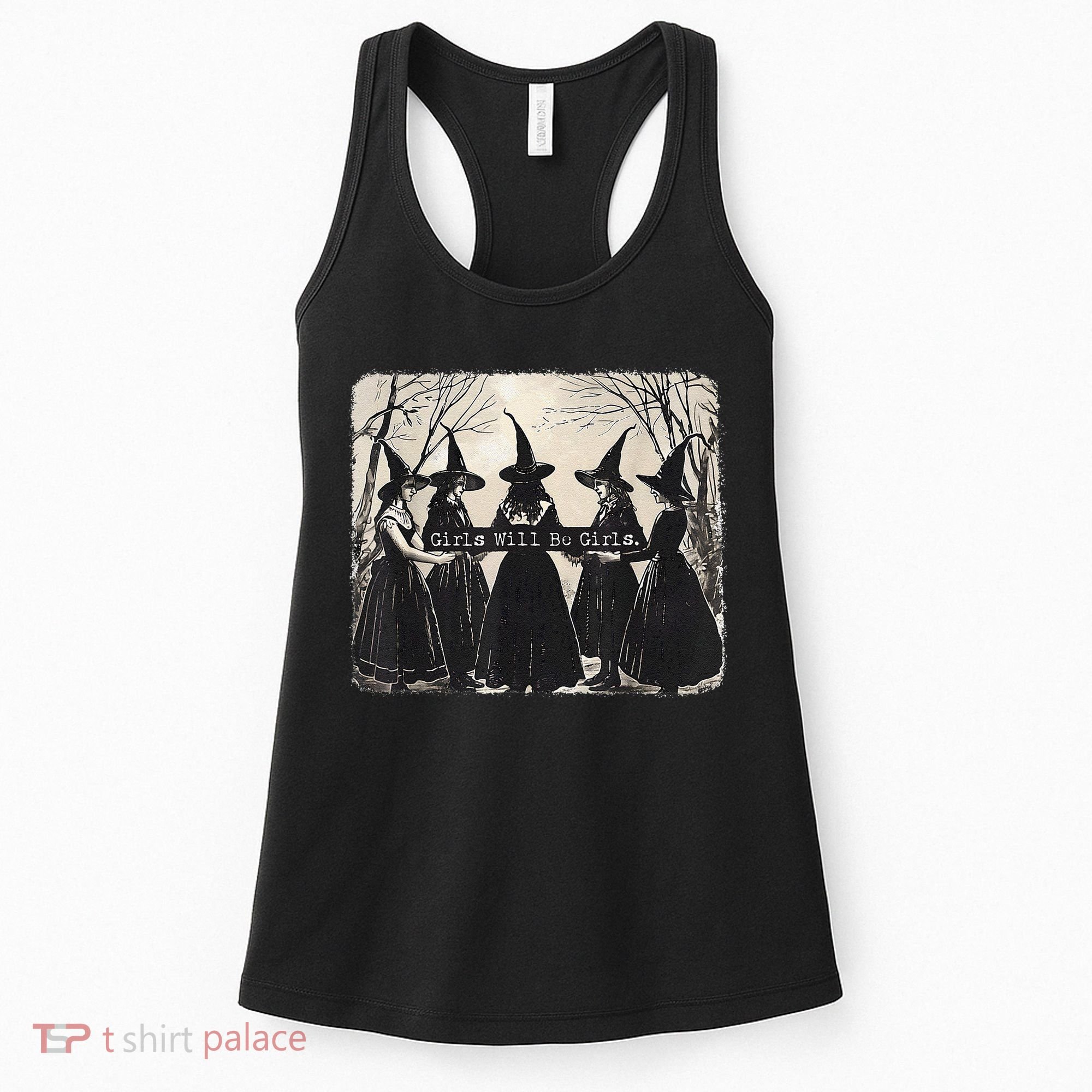 Girl Will Be Girl Funny Witch Halloween Vibes Feminist Gift Women's Tank Top
