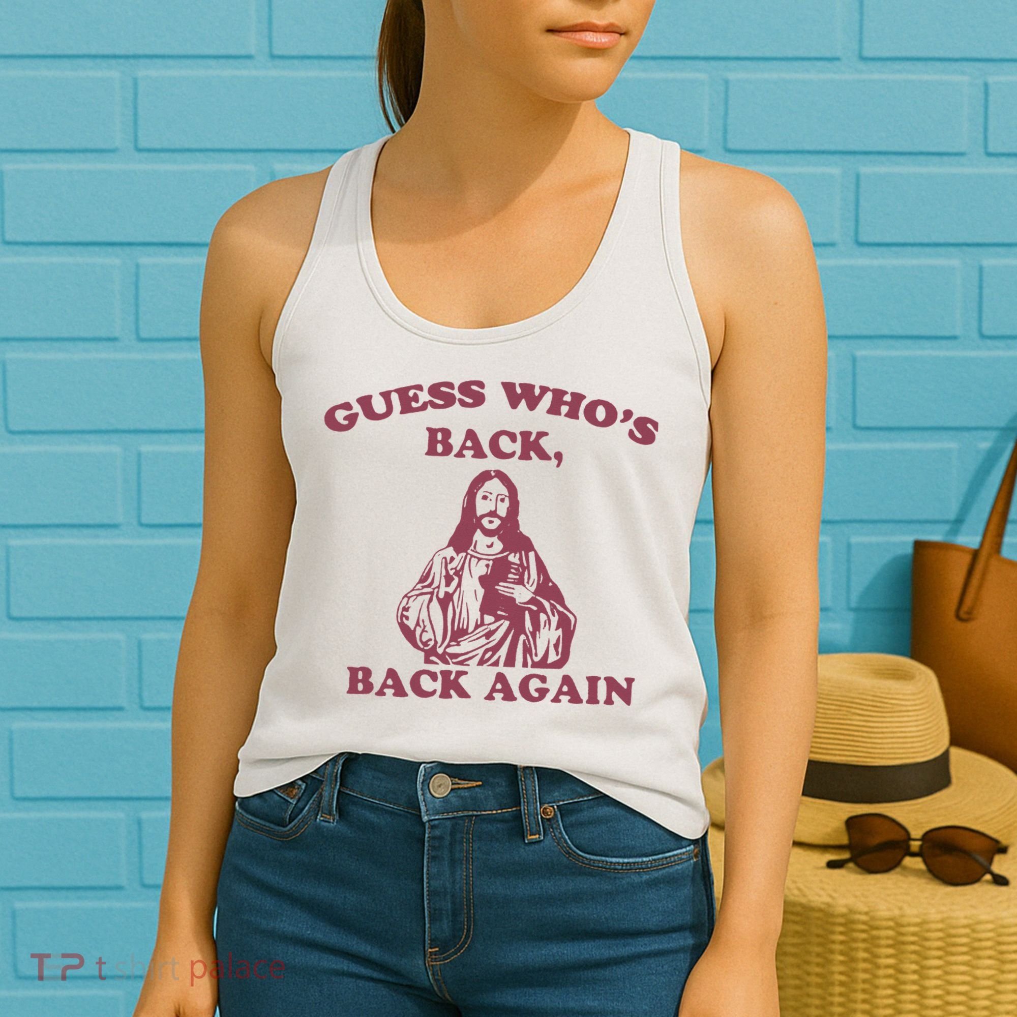 Guess Who's Back Back Again Happy Easter! Jesus Christ Women's Tank Top