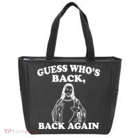 Guess Who's Back Again Funny Jesus Tote Bag thumb 0