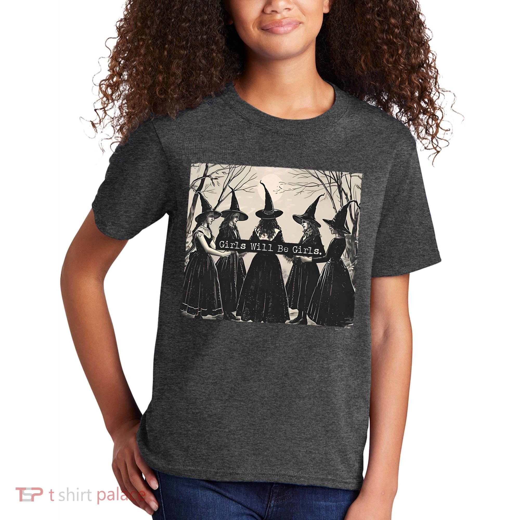 Girls Will Be Girls Halloween Witch Kids T-Shirt