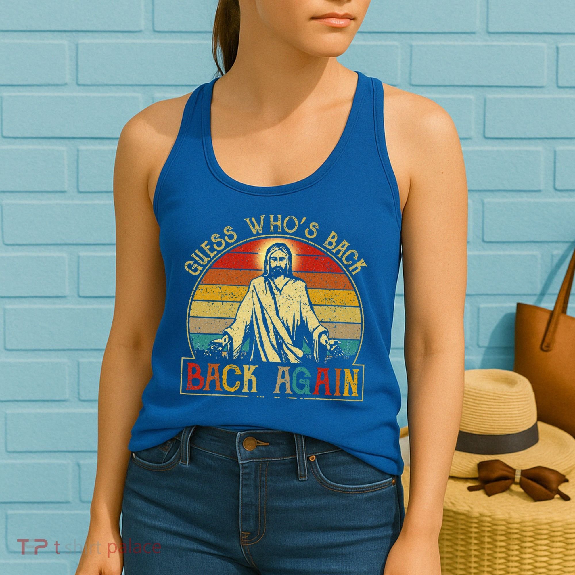 Guess Whos Back Jesus Easter Funny Religious Women's Tank Top