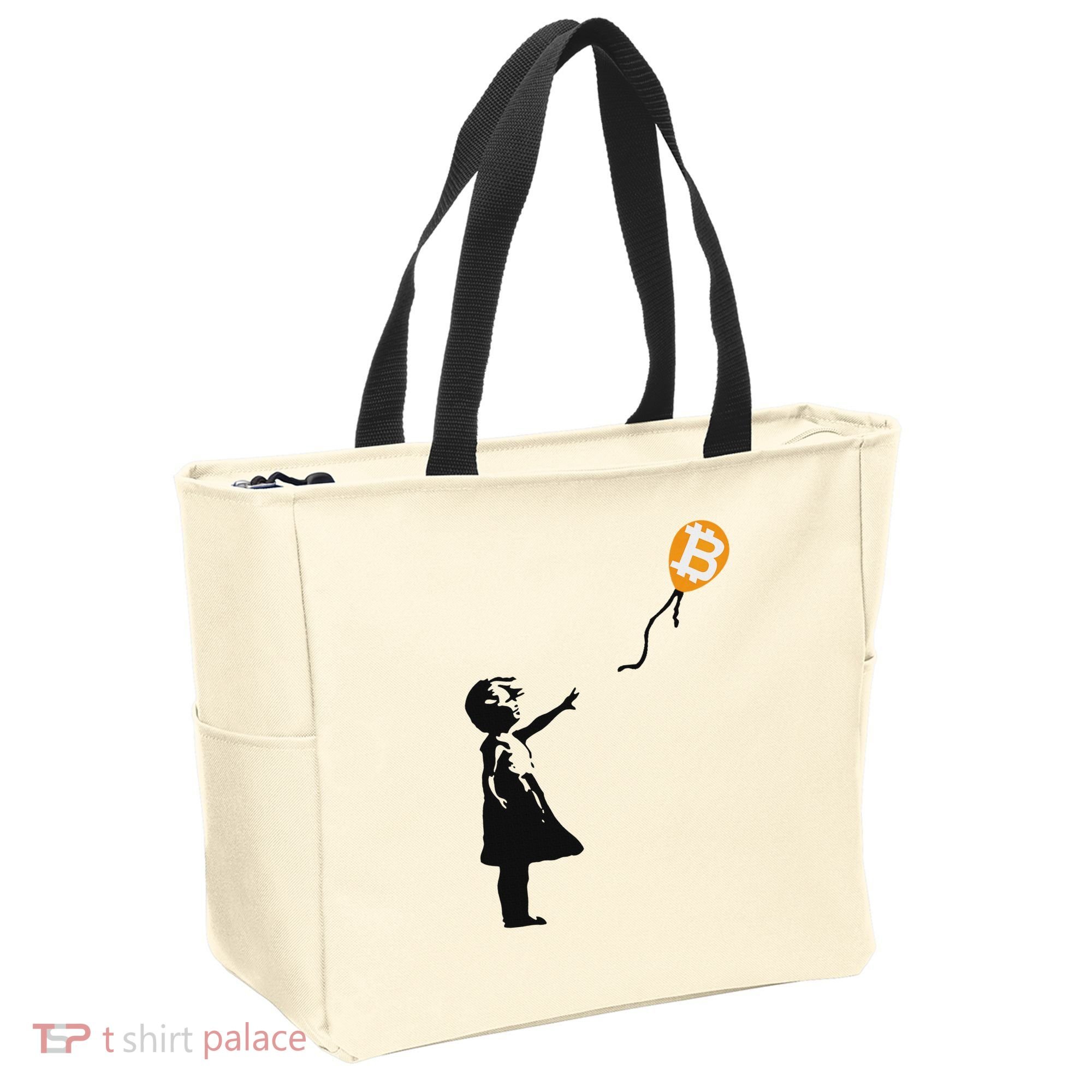 Girl With Btc Balloon Crypto Bitcoin For Cypherpunks Tote Bag