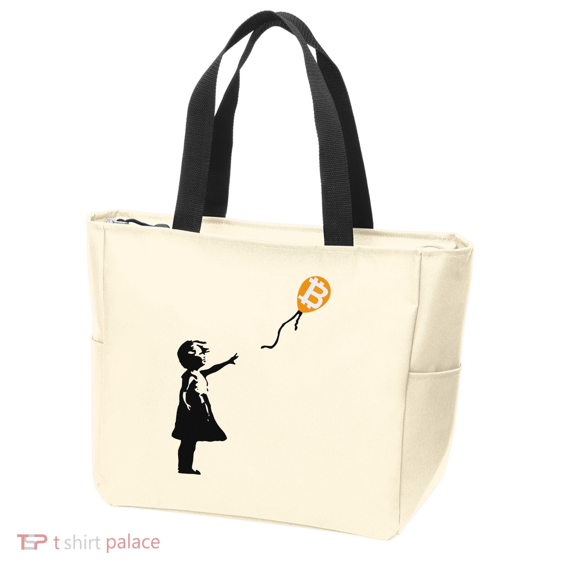 Girl With Btc Balloon Crypto Bitcoin For Cypherpunks Tote Bag