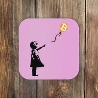 Girl With Btc Balloon Crypto Bitcoin For Cypherpunks Coaster thumb 0