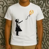 Girl With Btc Balloon Crypto Bitcoin For Cypherpunks T-Shirt thumb 3