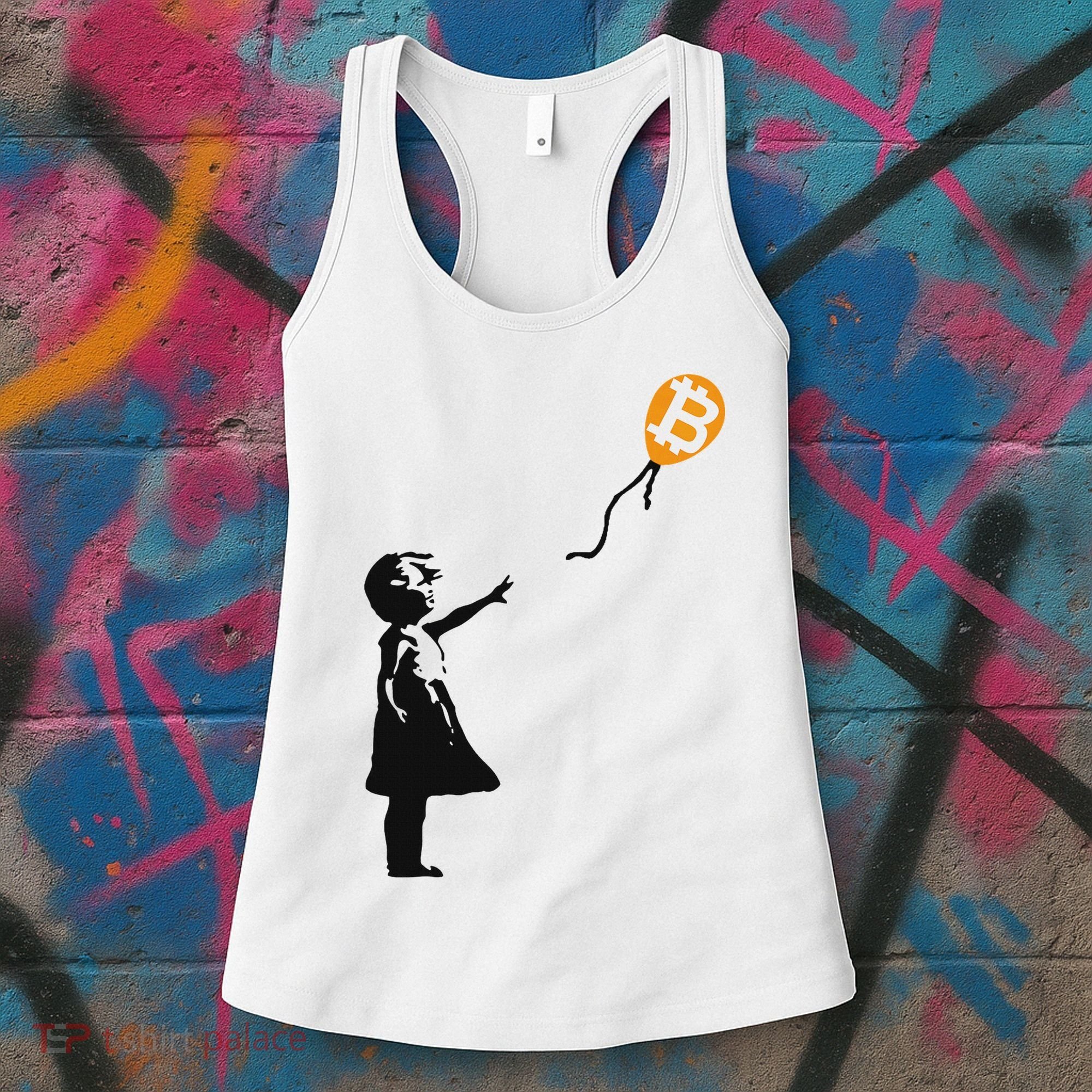 Girl With Btc Balloon Crypto Bitcoin For Cypherpunks Women's Tank Top
