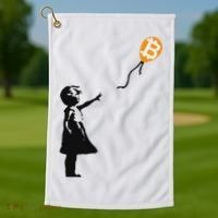 Girl With Btc Balloon Crypto Bitcoin For Cypherpunks Golf Towel thumb 1