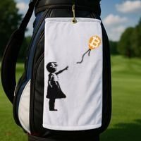 Girl With Btc Balloon Crypto Bitcoin For Cypherpunks Golf Towel thumb 2