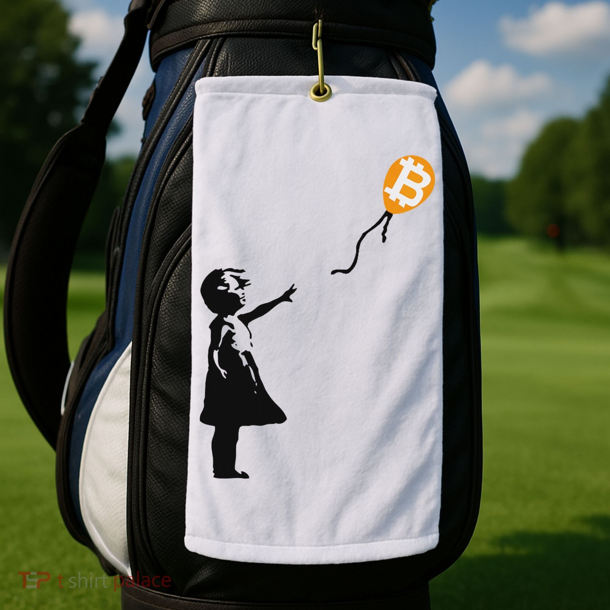 Girl With Btc Balloon Crypto Bitcoin For Cypherpunks Golf Towel