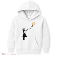 Girl With Btc Balloon Crypto Bitcoin For Cypherpunks Kids Hoodie thumb 0