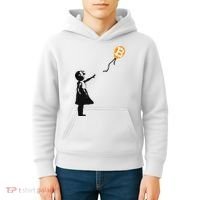 Girl With Btc Balloon Crypto Bitcoin For Cypherpunks Kids Hoodie thumb 4