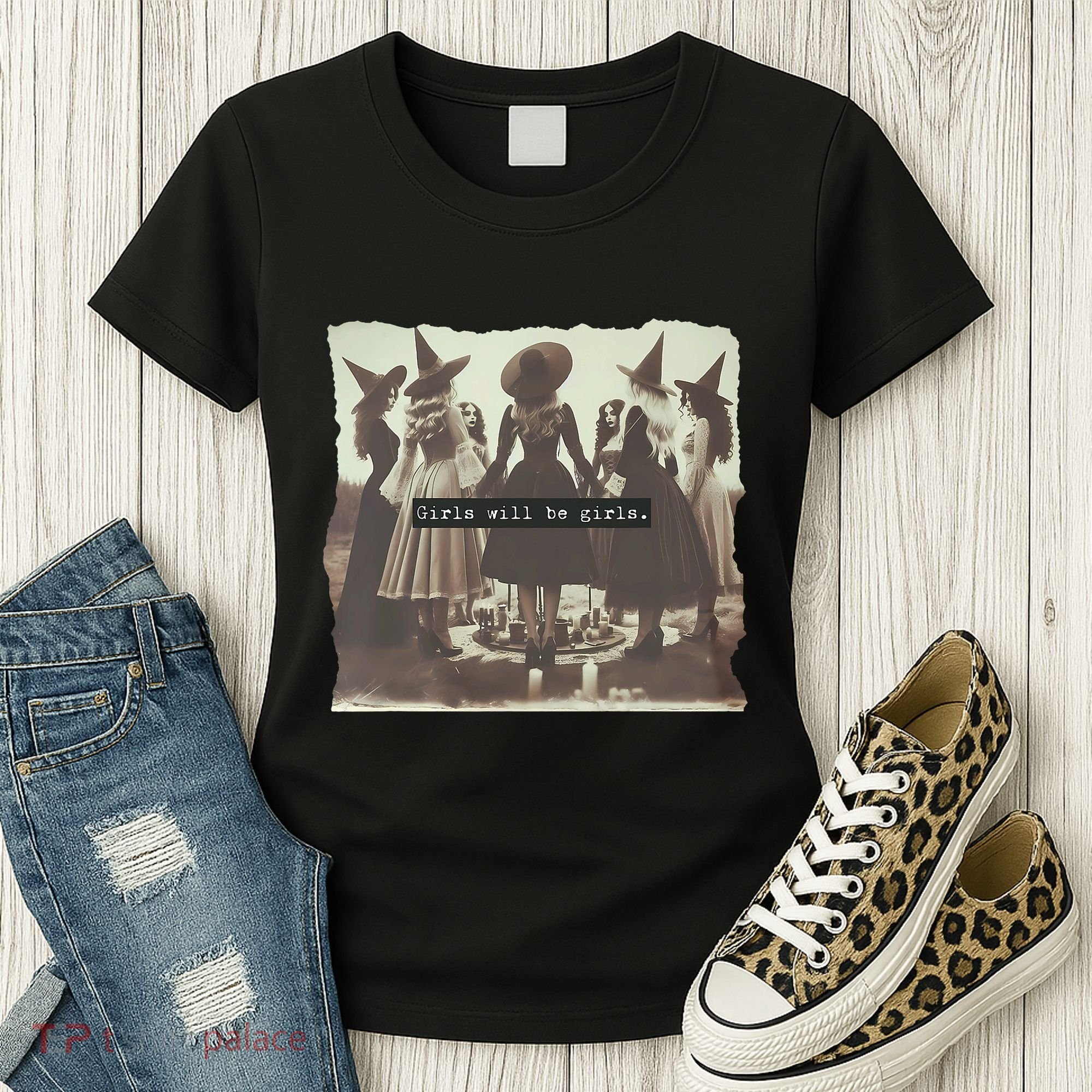 Girl Will Be Girl Funny Witch Witchy Vibes Halloween Women's T-Shirt