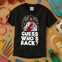Guess Whos Back Jesus Easter Funny Religious Kids T-Shirt thumb 3