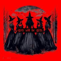 Girl Will Be Girl Witch Halloween Funny Witchy Vibes Santa Hat thumb 1