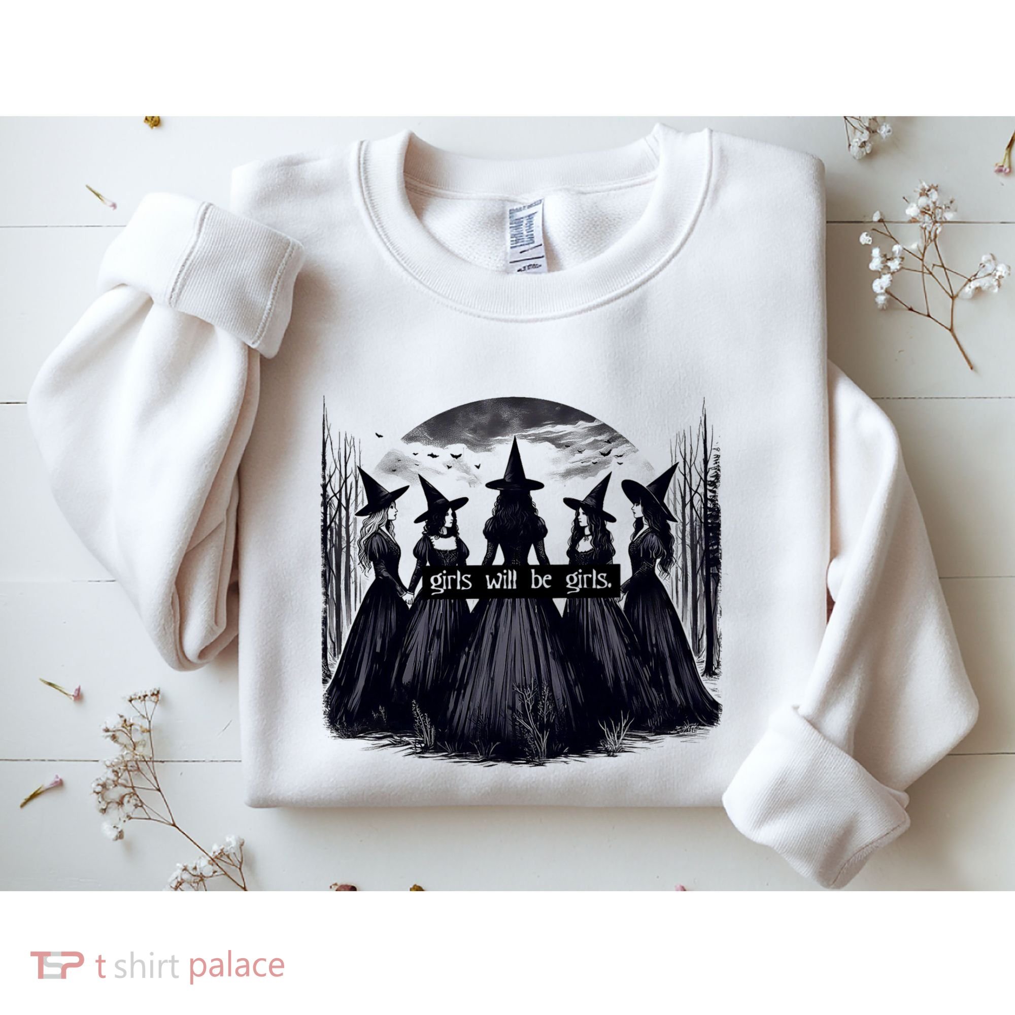 Girl Will Be Girl Witch Halloween Funny Witchy Vibes Sweatshirt