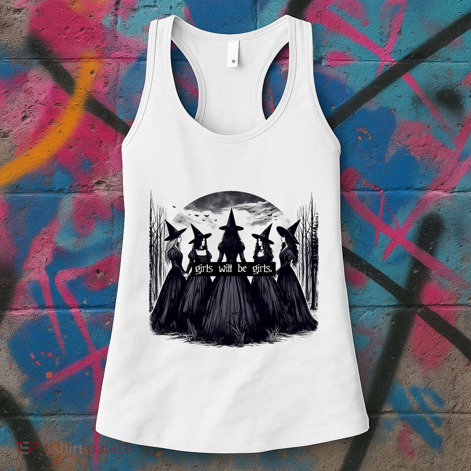 Girl Will Be Girl Witch Halloween Funny Witchy Vibes Women's Tank Top