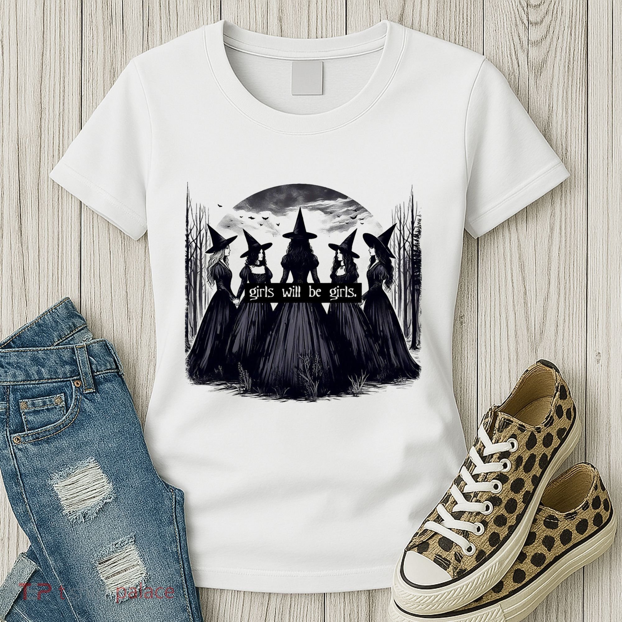 Girl Will Be Girl Witch Halloween Funny Witchy Vibes Women's T-Shirt