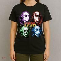 George Washington Benjamin Franklin 1776 Vintage Rock Band T-Shirt thumb 4