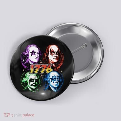 George Washington Benjamin Franklin 1776 Vintage Rock Band Button