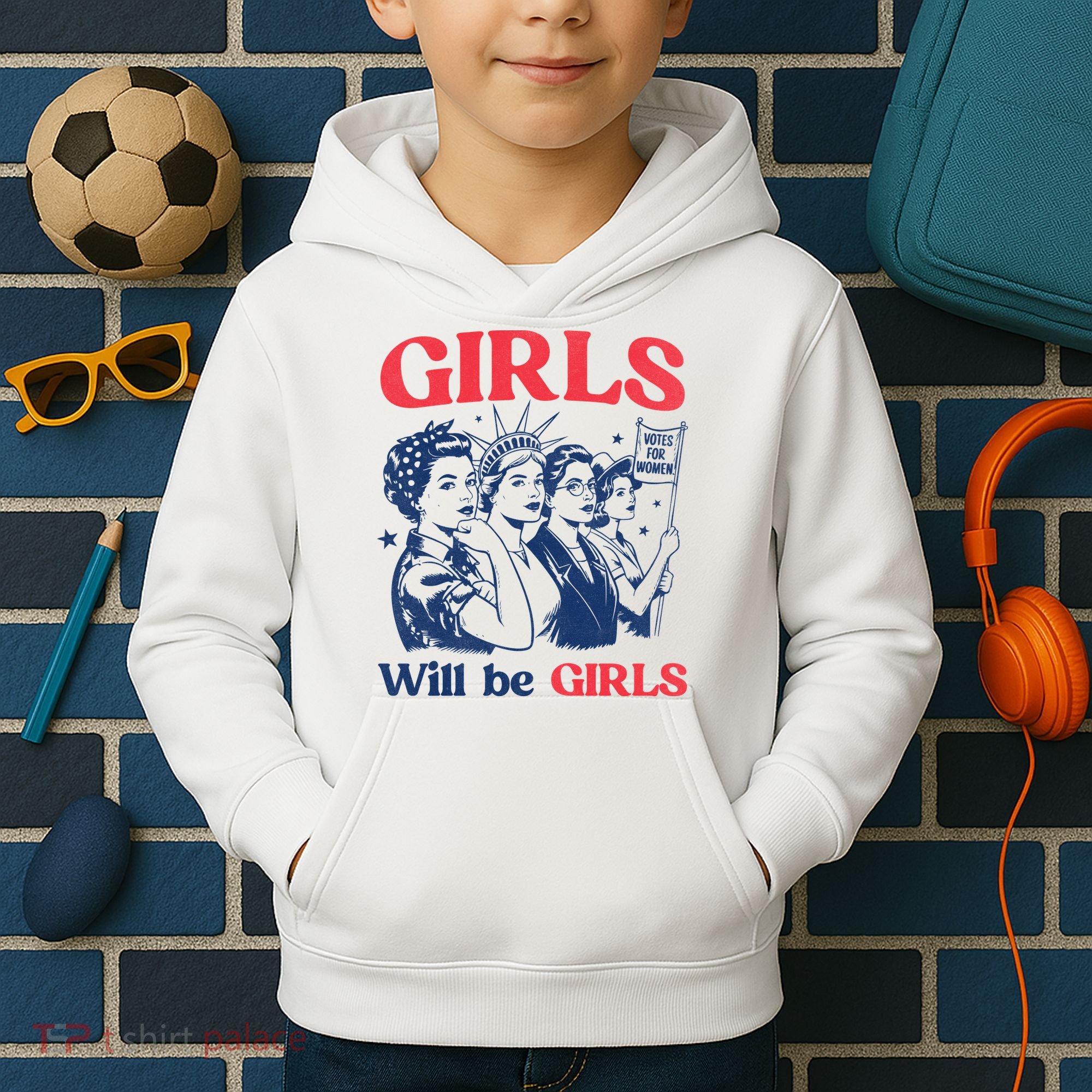 Girls Will Be Girls 4th Of July American USA Kids Hoodie