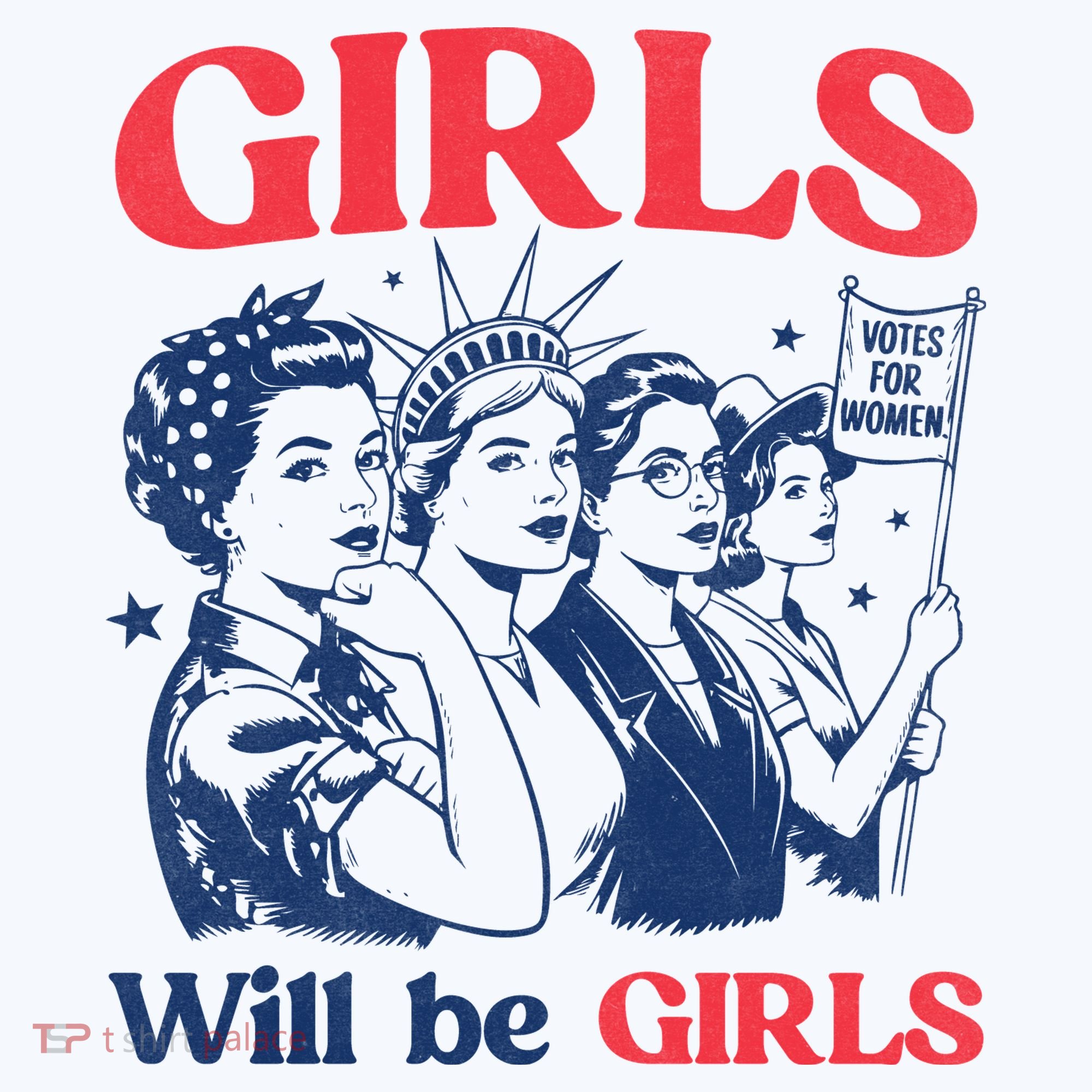 Girls Will Be Girls 4th Of July American USA Kids Hoodie