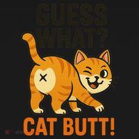 Guess What Cat Butt Funny Animal Humor Retro Cartoon Coaster thumb 2