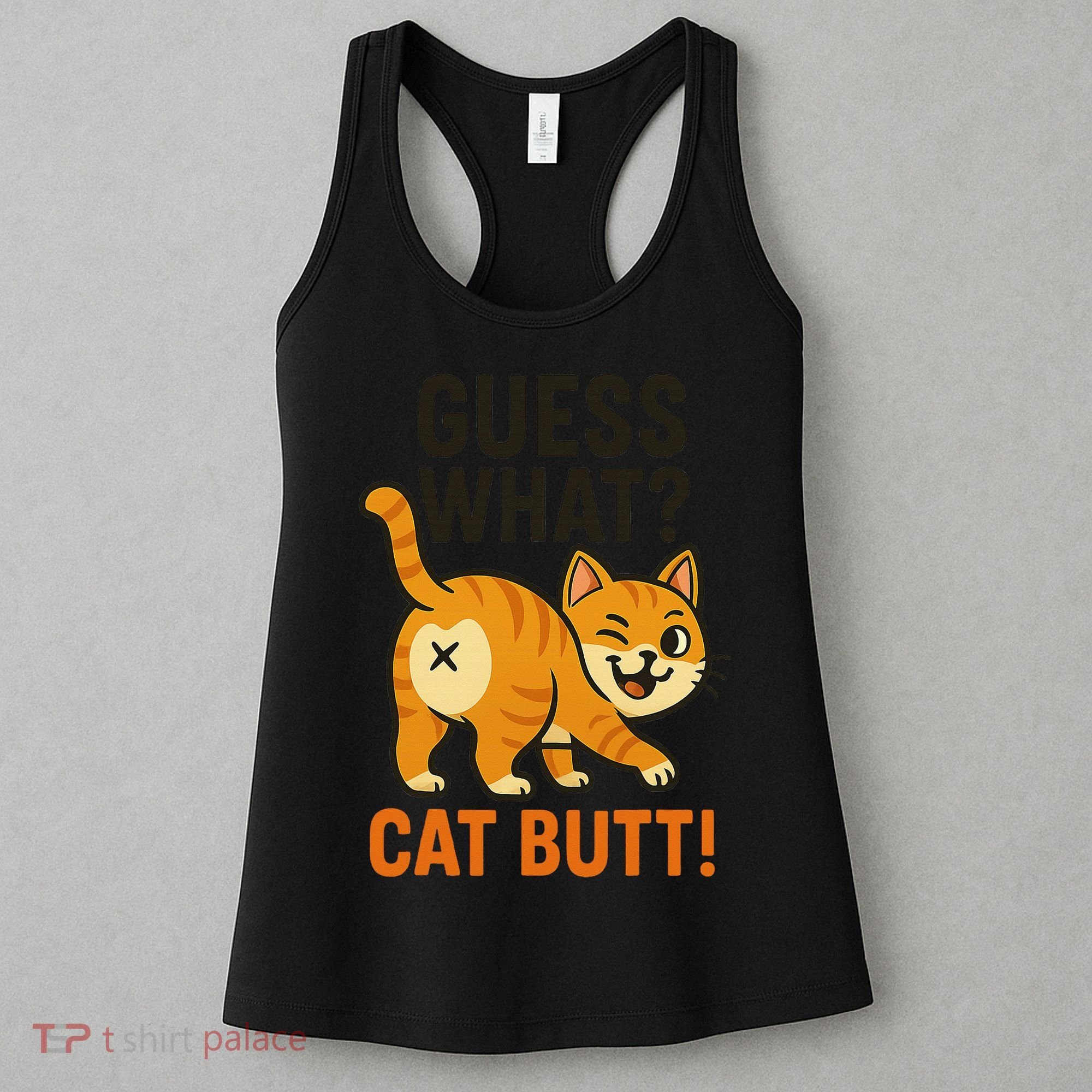 Guess What Cat Butt Funny Animal Humor Retro Cartoon Women's Tank Top