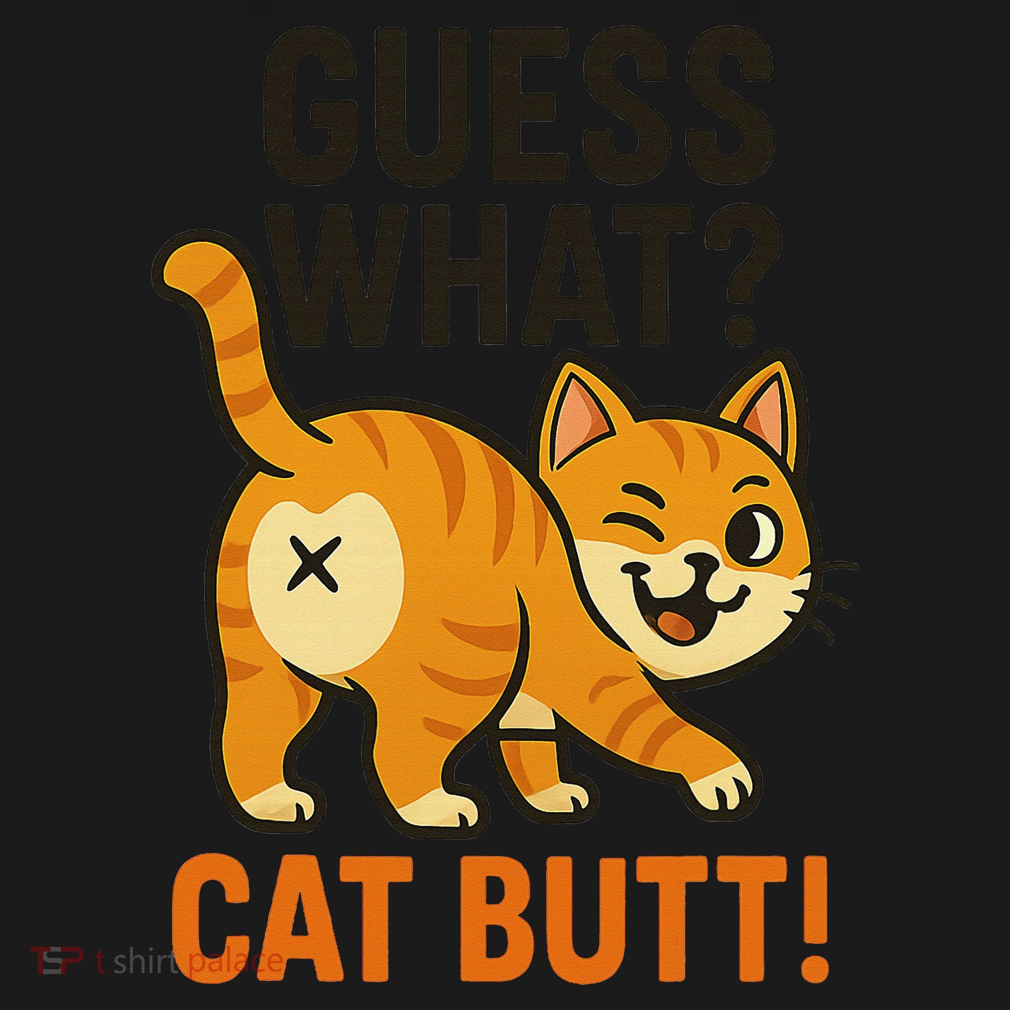 Guess What Cat Butt Funny Animal Humor Retro Cartoon Baby Bodysuit