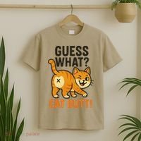 Guess What Cat Butt Funny Animal Humor Retro Cartoon T-Shirt thumb 2