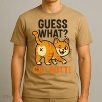 Guess What Cat Butt Funny Animal Humor Retro Cartoon T-Shirt thumb 3