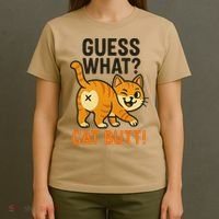 Guess What Cat Butt Funny Animal Humor Retro Cartoon T-Shirt thumb 4