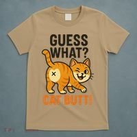 Guess What Cat Butt Funny Animal Humor Retro Cartoon T-Shirt thumb 5