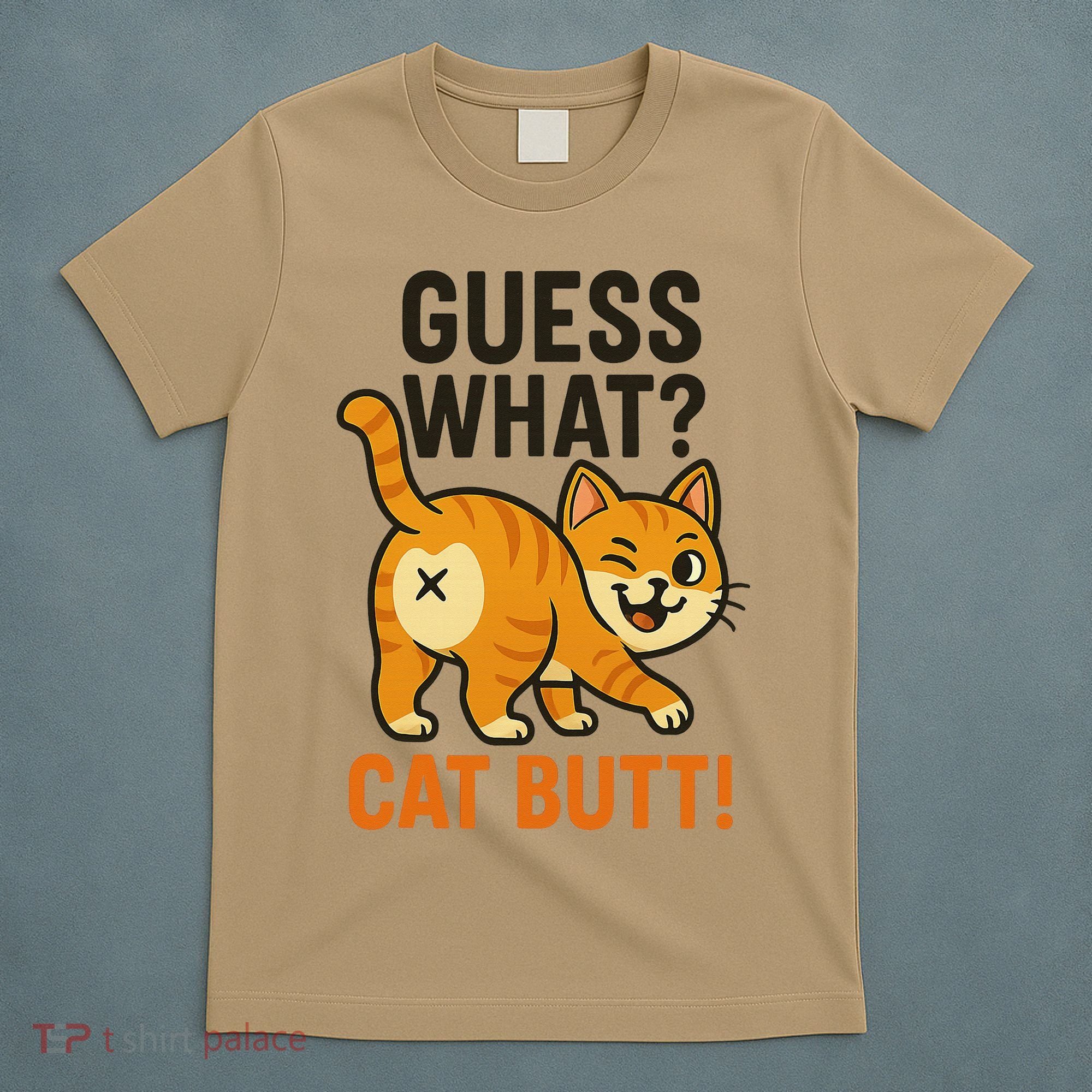 Guess What Cat Butt Funny Animal Humor Retro Cartoon T-Shirt