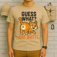 Guess What Cat Butt Funny Animal Humor Retro Cartoon T-Shirt thumb 6