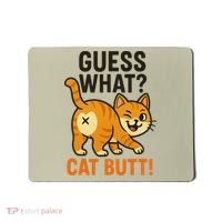Guess What Cat Butt Funny Animal Humor Retro Cartoon Mousepad thumb 0