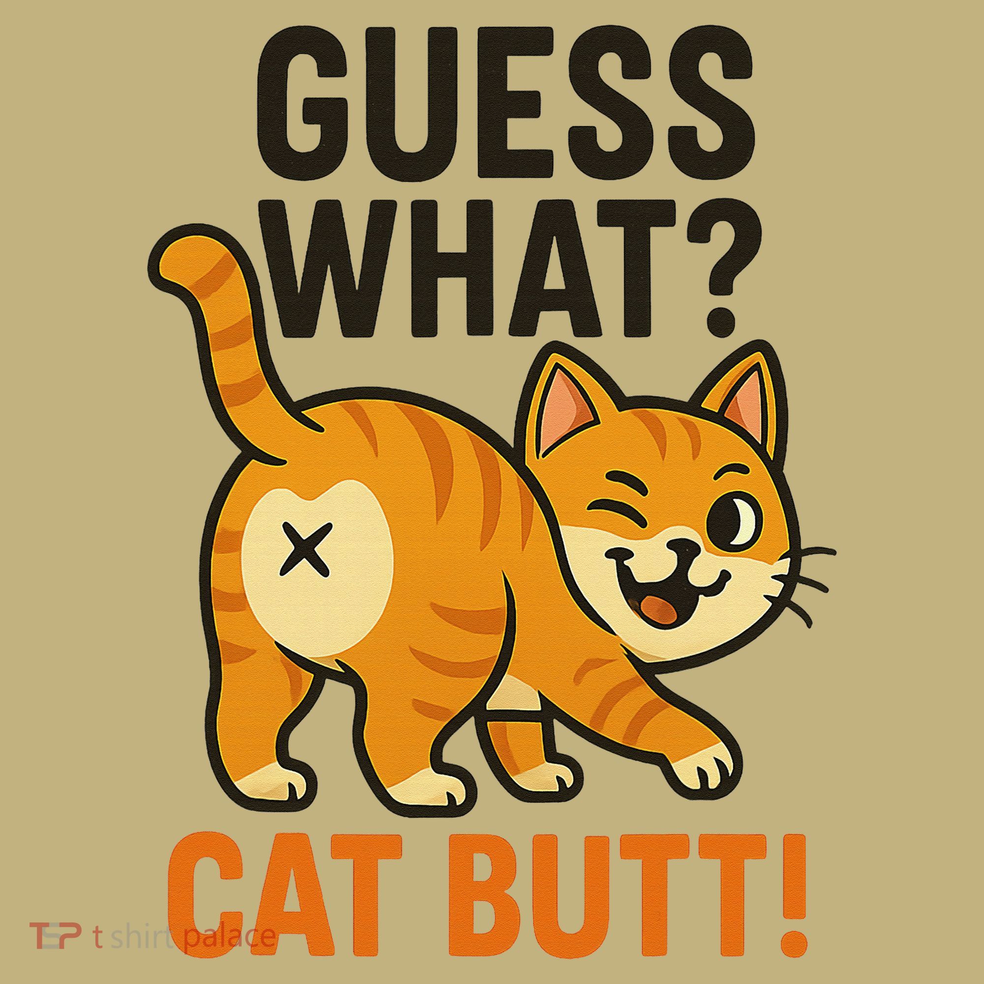 Guess What Cat Butt Funny Animal Humor Retro Cartoon Mousepad