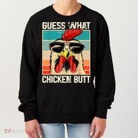Guess What Chicken Butt Funny Chicken Meme Women's Sweatshirt thumb 0