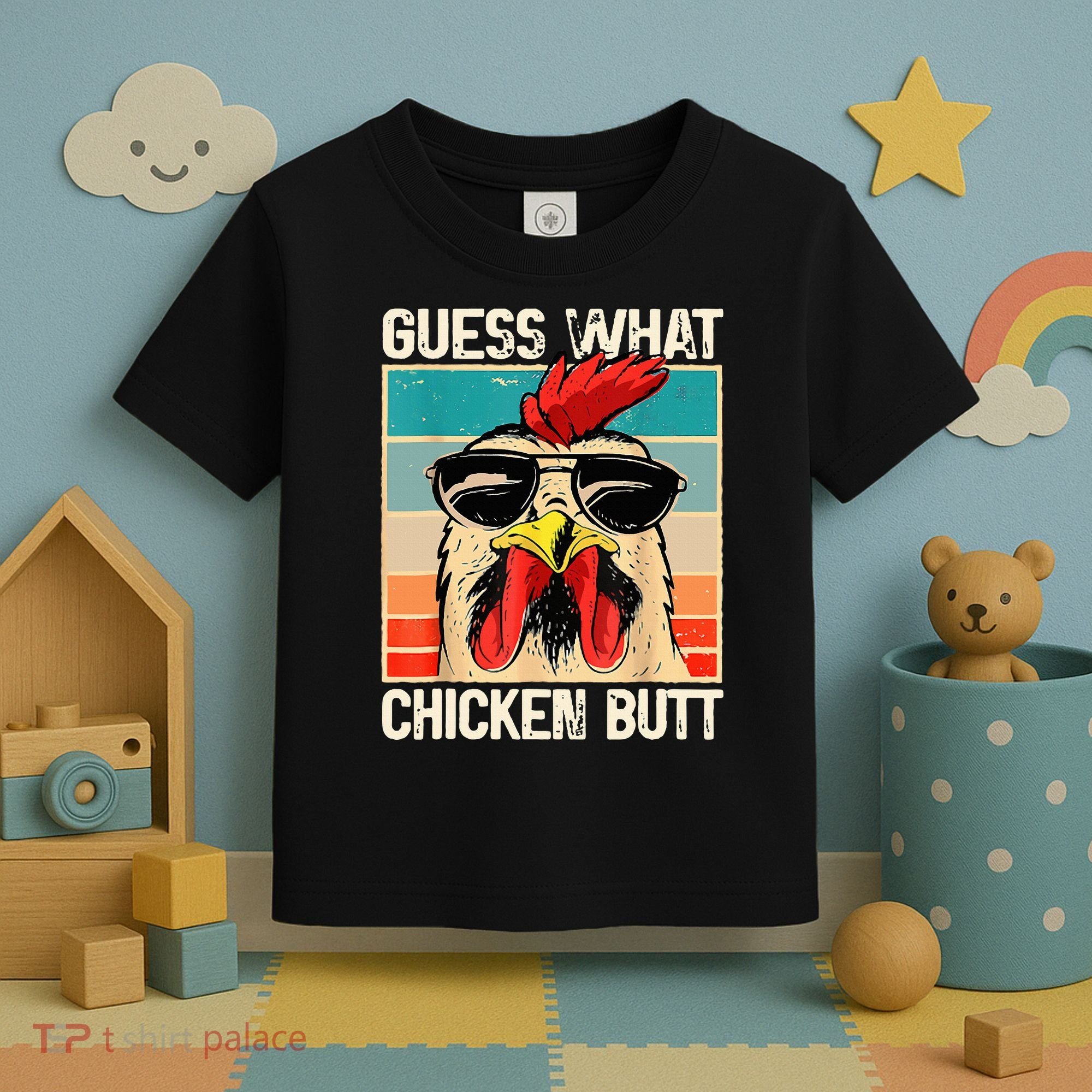 Guess What Chicken Butt Funny Chicken Meme Toddler T-Shirt