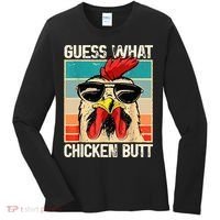 Guess What Chicken Butt Funny Chicken Meme Women's Long Sleeve Shirt thumb 0
