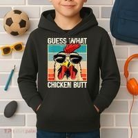 Guess What Chicken Butt Funny Chicken Meme Kids Hoodie thumb 2