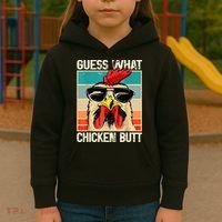 Guess What Chicken Butt Funny Chicken Meme Kids Hoodie thumb 3