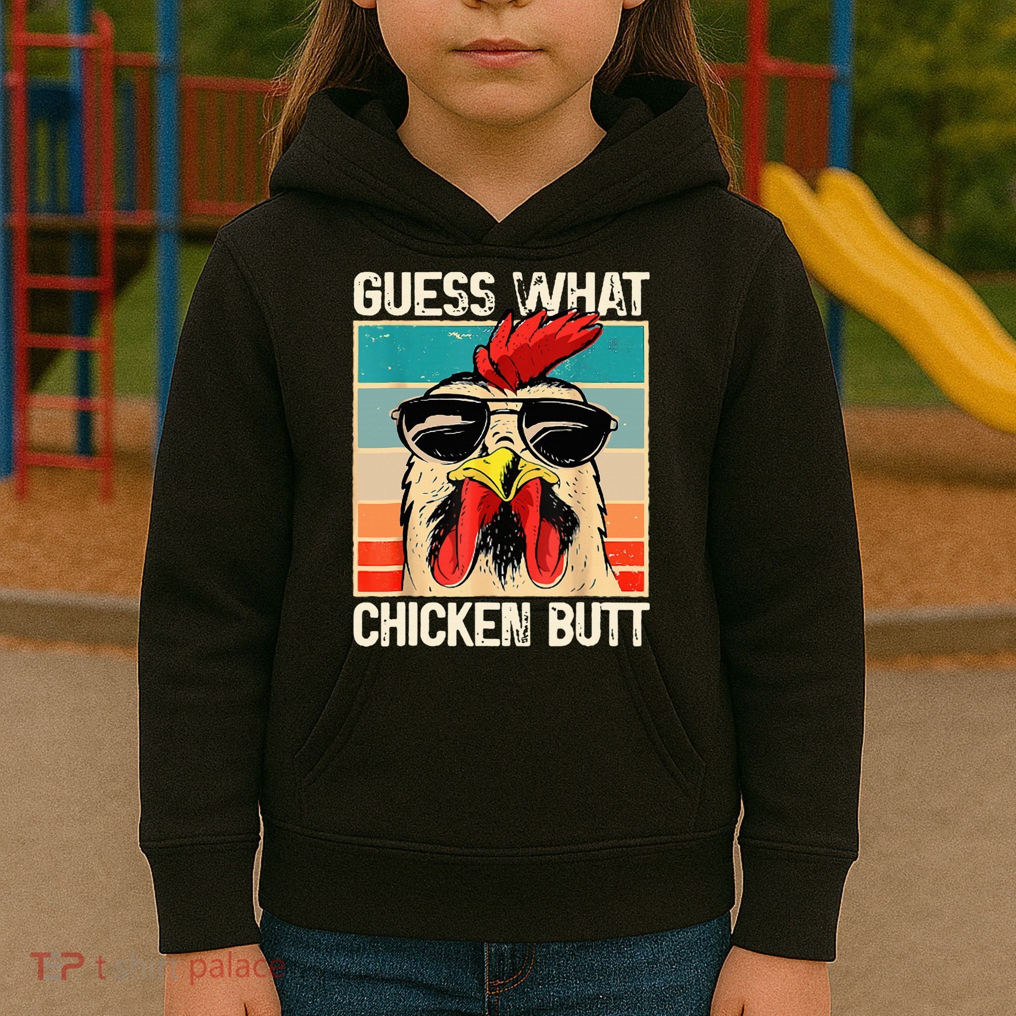 Guess What Chicken Butt Funny Chicken Meme Kids Hoodie