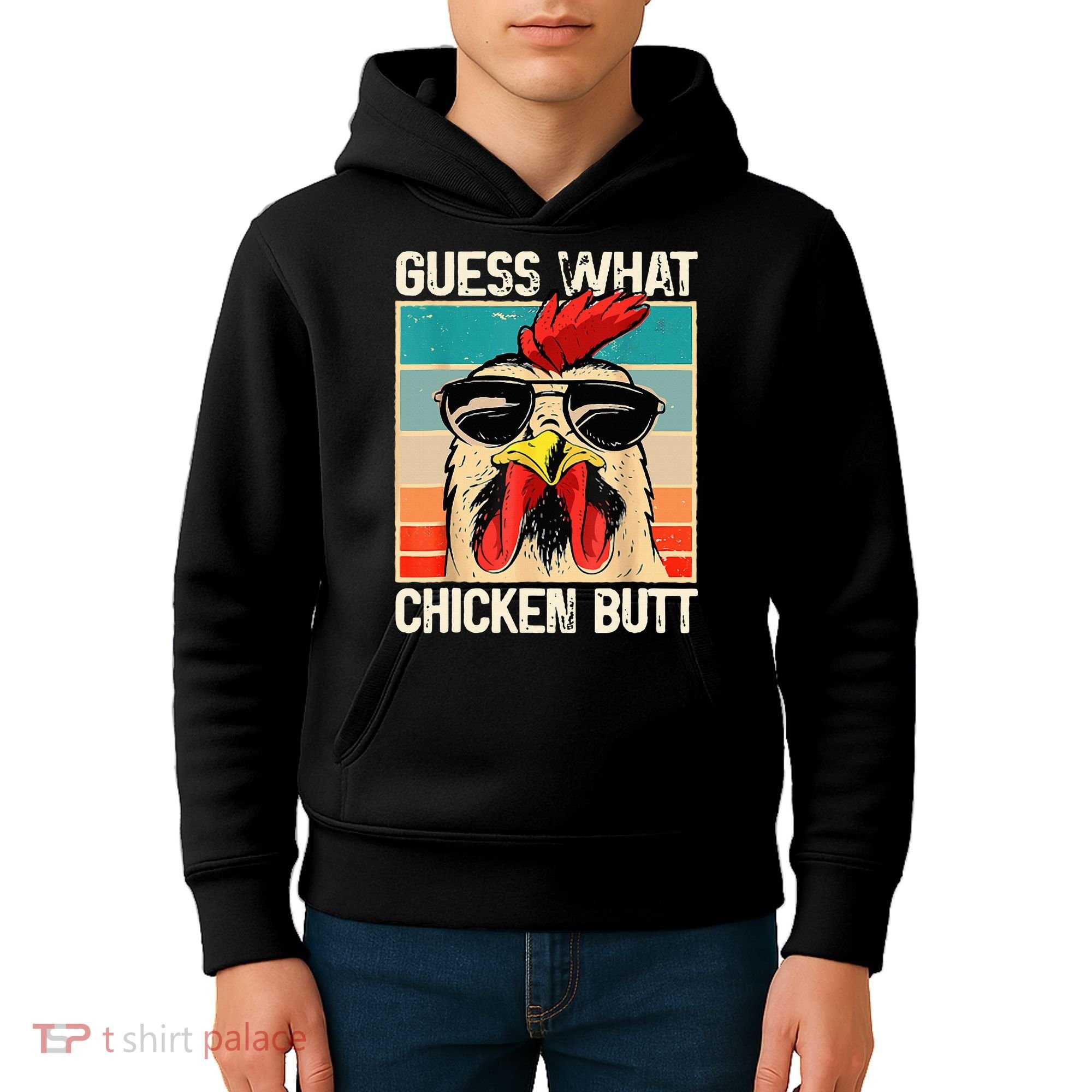 Guess What Chicken Butt Funny Chicken Meme Kids Hoodie