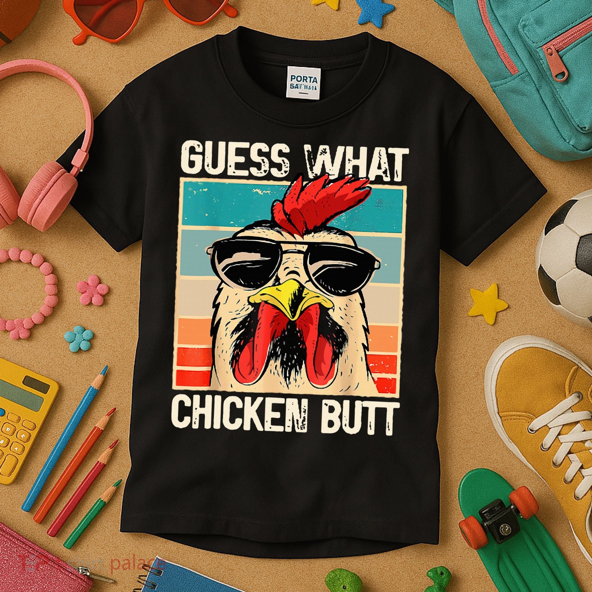 Guess What Chicken Butt Funny Chicken Meme Kids T-Shirt
