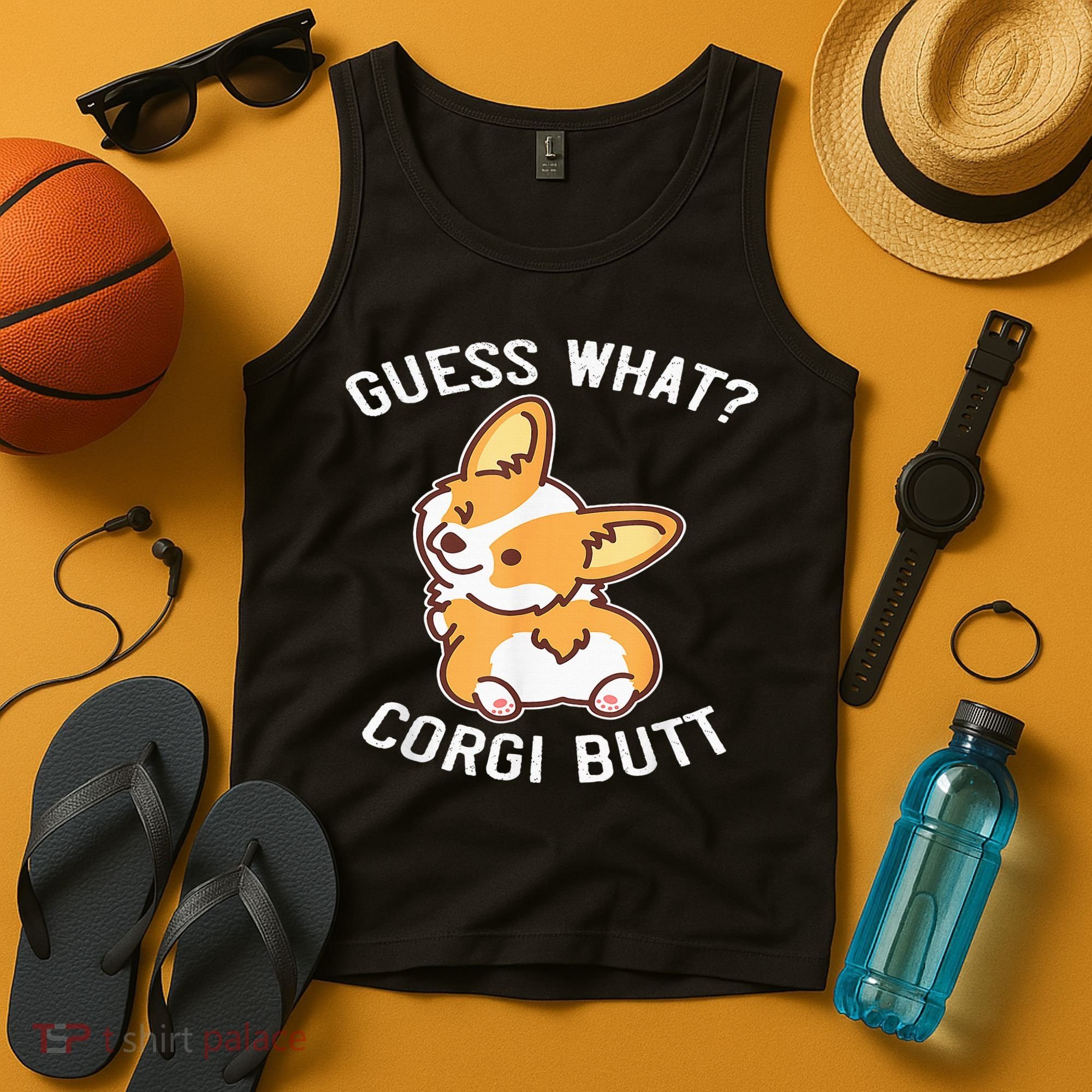 Guess What Corgi Butt Funny Corgi Dog Gift Pun Tank Top
