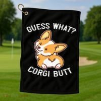 Guess What Corgi Butt Funny Corgi Dog Gift Pun Golf Towel thumb 1