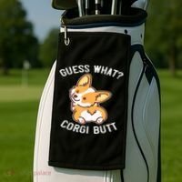 Guess What Corgi Butt Funny Corgi Dog Gift Pun Golf Towel thumb 2