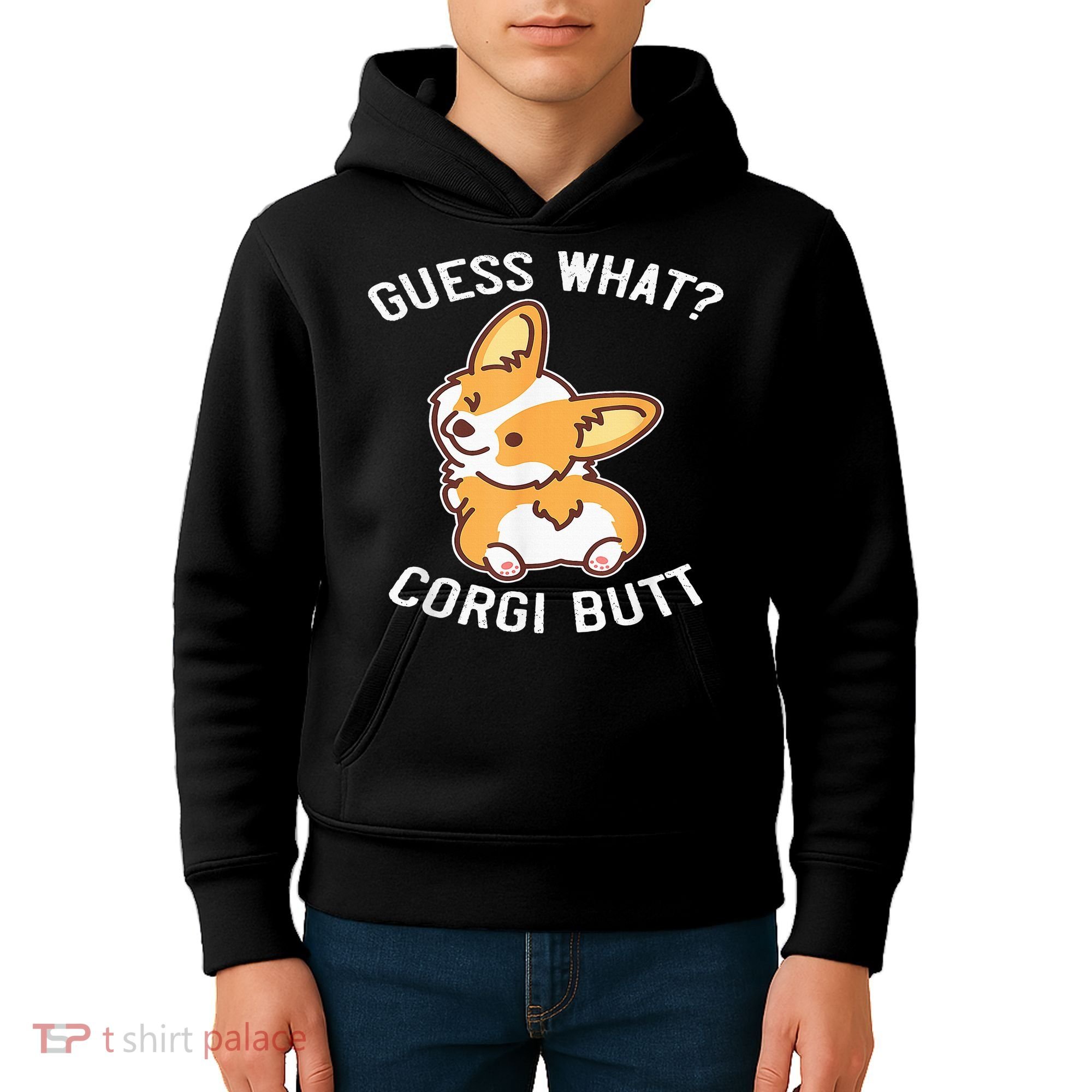 Guess What Corgi Butt Funny Corgi Dog Gift Pun Kids Hoodie