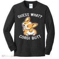 Guess What Corgi Butt Funny Corgi Dog Gift Pun Kids Long Sleeve Shirt thumb 0