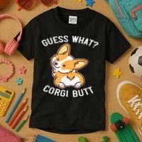 Guess What Corgi Butt Funny Corgi Dog Gift Pun Kids T-Shirt thumb 3